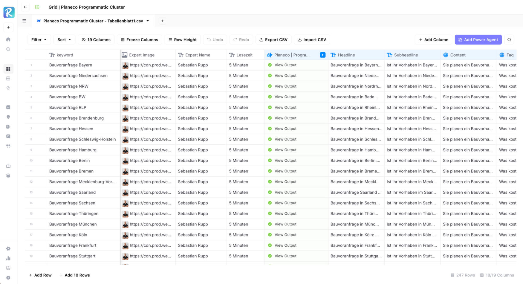 AirOps workflow generating the location cluster