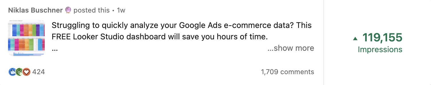 LinkedIn post engagement screenshot