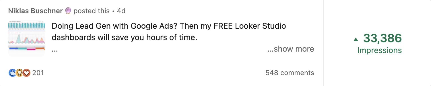 LinkedIn post engagement screenshot