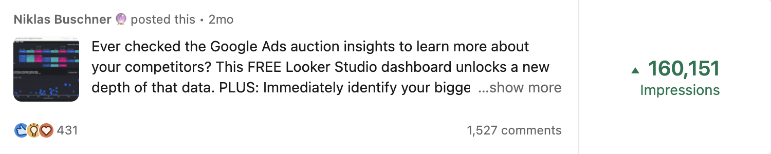 LinkedIn post engagement screenshot