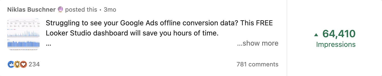 LinkedIn post engagement screenshot